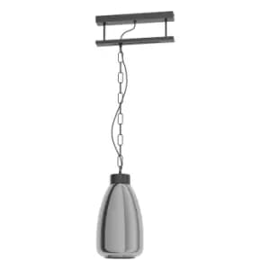 Hanging Ceiling Pendant Light Black Vaporized Glass 1 x 40W E27 Feature Lamp