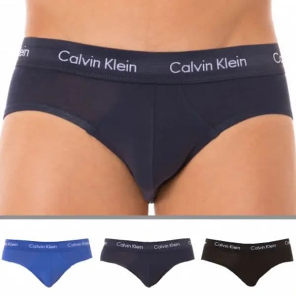 Calvin Klein 3 Pack Cotton Stretch Briefs - Royal - Navy - Black S