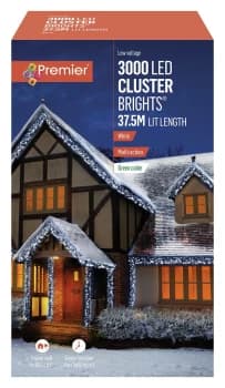 Premier 3000 White Multi-function Christmas LED Lights - 10m