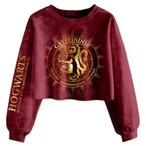 Harry Potter Womens/Ladies Gryffindor Constellation Acid Wash Crop Sweatshirt (L) (Maroon)