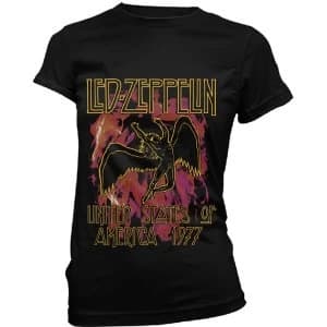 Led Zeppelin - Black Flames Ladies Large T-Shirt - Black