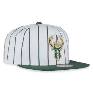 Mitchell And Ness Nba Retro Pinstripe Snapback Milwaukee Bucks, Milwaukee Bucks, Male, Headwear, HHSS3471-MBUYYPPPWHIT