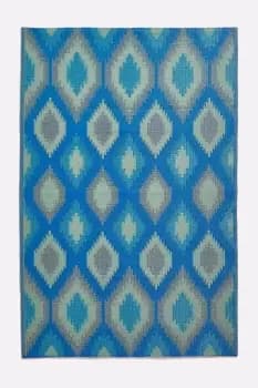 Amber Ikat Green & Blue Outdoor Rug