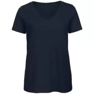 B&C Womens/Ladies Favourite Organic Cotton V-Neck T-Shirt (M) (Navy Blue)