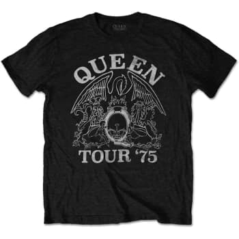 Queen - Tour '75 Unisex Large T-Shirt - Black