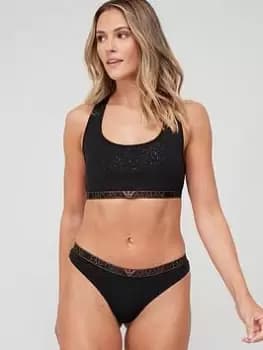Emporio Armani Bodywear Sparkle Detail Bralette And Brief Gift Box, Black, Size L, Women