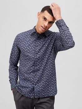 Ted Baker Printed Long Sleeve Shirt - Navy, Size 2, Men