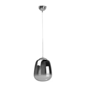 Smoky Dome Pendant Ceiling Light Black, Silver, 26cm, 1x E27