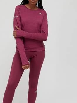 adidas Cooler Long Sleeve Sweat Top - Dark Red, Dark Red Size M Women