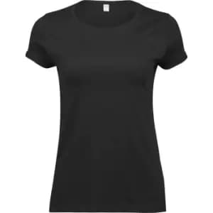 Tee Jays Womens/Ladies Roll-Up T-Shirt (M) (Black)