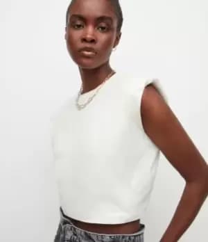 AllSaints Womens Mika Cropped Tank, White, Size: L