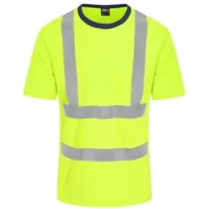 PRO RTX High Visibility Mens T-Shirt (S) (Yellow/Navy) - Yellow/Navy