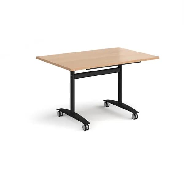 Rectangular Deluxe Fliptop Meeting Table with Black Frame 1200mm x 800mm - Beech