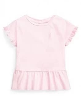 Ralph Lauren Baby Girls Peplum Hem T-Shirt - Pink, Size 12 Months