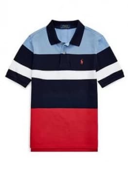 Ralph Lauren Boys Short Sleeve Colour Block Polo Shirt - Navy, Size 18-20 Years, XL