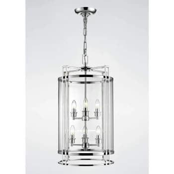 Eaton pendant lamp 6 bulbs chrome polished / glass