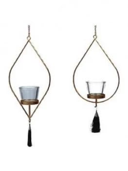 Gisela Graham Gold Ogee Hanging Tealight Holders ; Set Of 2