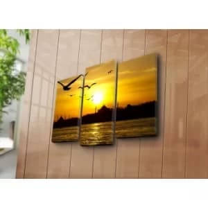 3PATK-57 Multicolor Decorative Canvas Painting (3 Pieces)