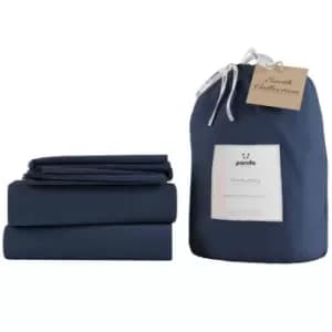 Panda Bamboo & French Linen Complete Bedding Set Midnight Navy - Single
