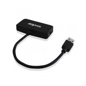 Approx (APPHT7B) External 4-Port USB Travel Hub - 3 x USB 20 + 1 x USB 3.0, USB Powered, Blue LED