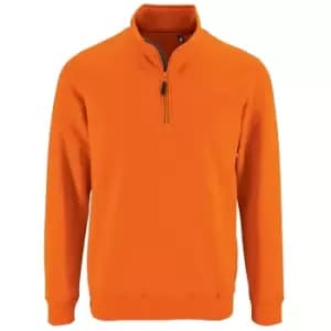 SOLS Mens Stan Contrast Zip Neck Sweatshirt (2XL) (Orange)