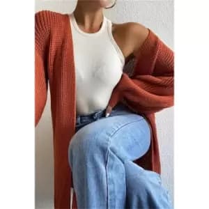 I Saw It First Rust Balloon Sleeve Knitted Cardigan - Orange