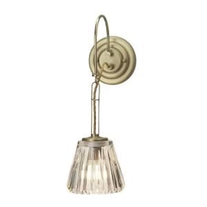 1 Light Wall Light Brushed Brass Glass Shade IP44, G9
