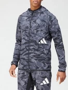 adidas 3 Bar Camo Full Zip Hoodie - Black Size M Men