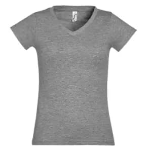 SOLs Womens/Ladies Moon V Neck Short Sleeve T-Shirt (M) (Grey Marl)