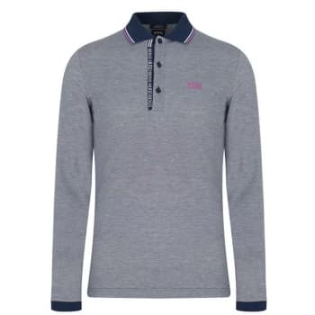 Hugo Boss Pleesy 4 Long Sleeve Polo Shirt Navy Size S Men