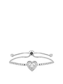 Jon Richard Silver Cubic Zirconia Heart Toggle Bracelet
