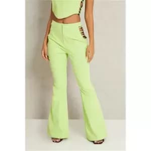 I Saw It First Lime Green Ring Detail Flared Trousers - Green