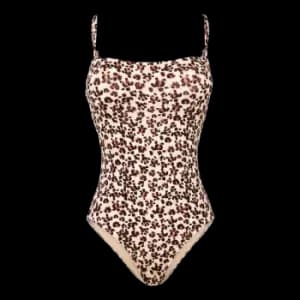 Women Bustier One Piece Swimsuit Turtles Leopard - Facette - Yellow - Size M - Vilebrequin