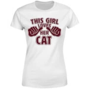 This Girl Loves Her Cat Womens T-Shirt - White - 4XL