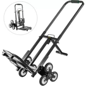 VEVOR Stair Climbing Cart 330lbs Capacity, Portable Folding Trolley With 5Inch Wheels, Stair Climber Hand Truck With Adjustable Handle For Pulling, Al