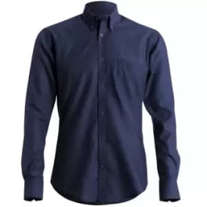 Kustom Kit Mens Slim Fit Long Sleeved Oxford Work Shirt (15.5) (Navy)