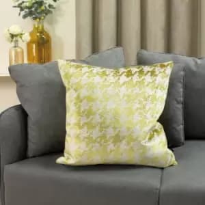Ashley Wilde Nevado Houndstooth Jacquard Cushion Cover, Gold, 50 x 50 Cm