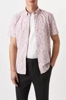 Mens Pink Slim Fit Printed Shirt