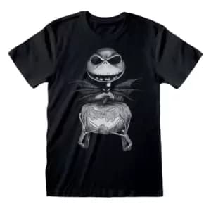 Nightmare Before Christmas Unisex Adult Jack Skellington T-Shirt (L) (Black)