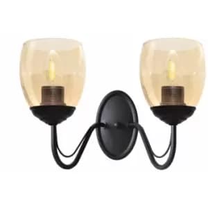 Helam Allena Wall Lamp Black, Amber 27cm