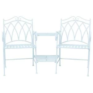 Charles Bentley Wrought Iron Companion Seat - Pastel Blue