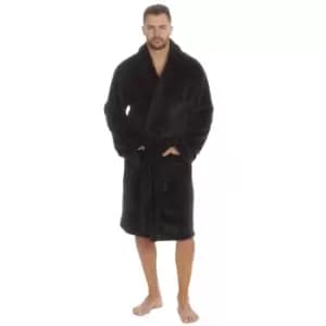 Pierre Roche Mens Kingsize Flannel Fleece Robe (4XL) (Black)