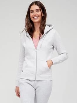 Superdry Embroidered Vintage Logo Zip Through Hoody - Grey, Size 10, Women