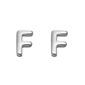 Sterling Silver Alphabet Letter F Stud Earrings