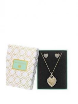 Jon Richard Gold Plated Crystal Heart Filigree Mother Of Pearl Set