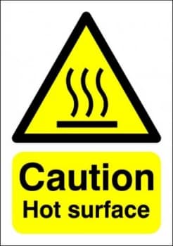 Extra Value A5 Self Adhesive Warning Sign - Hot Surface