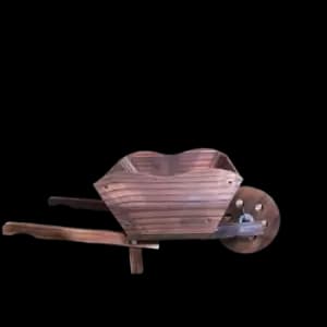27cm Rustic Wooden Outdoor Wheelbarrow Garden Planter