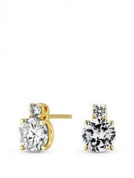 Simply Silver Sterling Silver 925 12Ct Yellow Gold Cubic Zirconia Stud Earrings