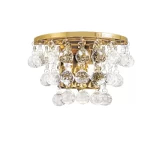 Atla Wall Lamp Switched 2 Candle Light French Gold, Crystal