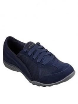 Skechers 23845 Breathe Easy - Weekend Wishes Plimsoll - Navy, Size 3, Women
